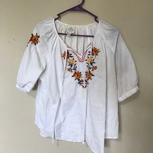 White Blouse with Flower Details
